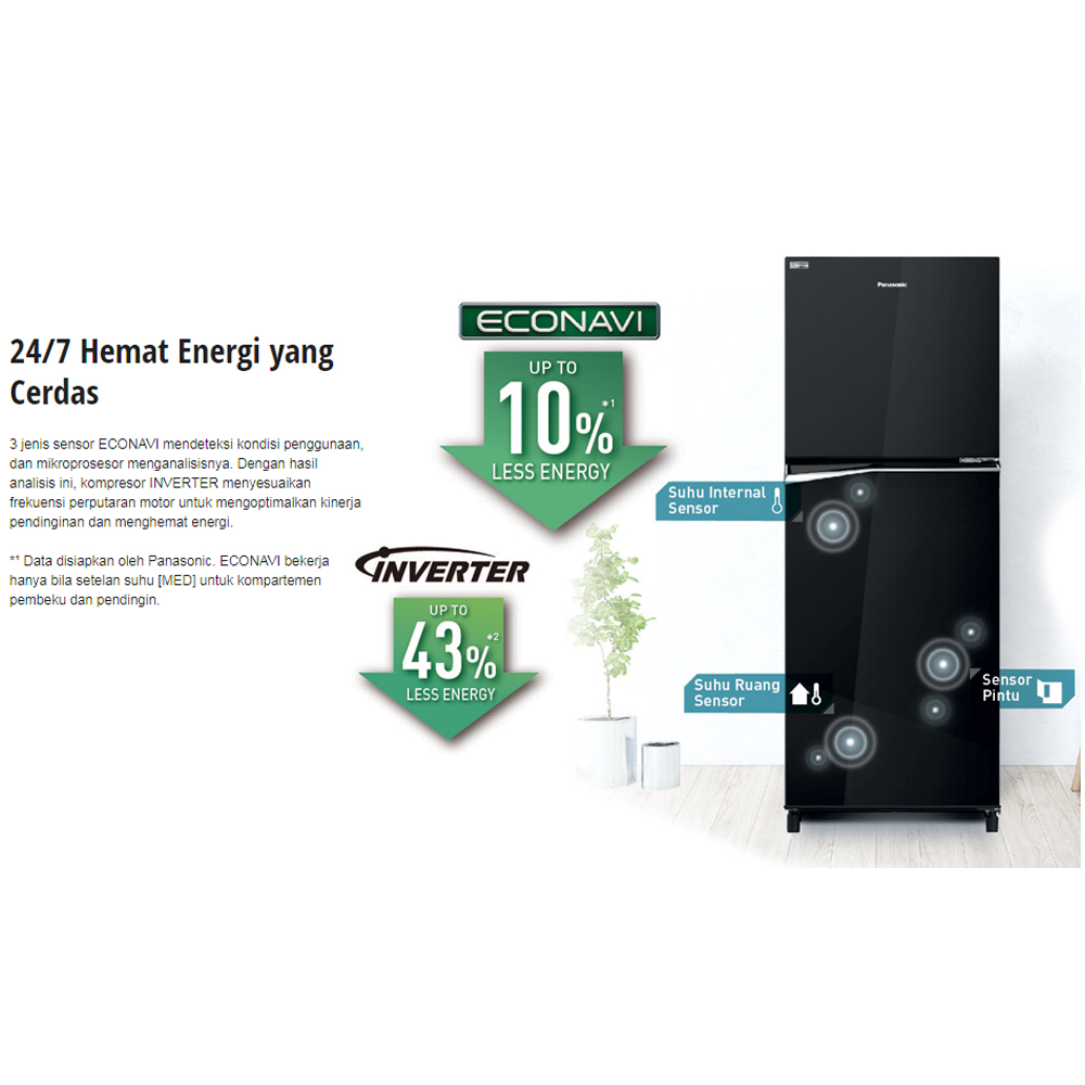 Panasonic Kulkas Two Door 205 L - NR-BB231Q-S Silver